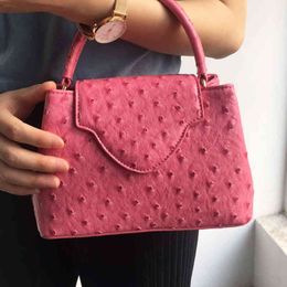 Luxury Brand Design Women Ostrich Tote Bag Python Pattern Leather Shoulder Bags Pouch for Party