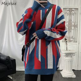 Sweater Sweaters Men Trendy College Couples Retro Korean Style Patchwork Design Simple Loose All-Match Spring New Casual Basic L220801