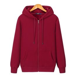 Winter Plus Men Hoodie Velvet Thick Pure Cotton Solid Colour Warm And Soft Ladies Zipper Coat Casual Sweatshirt 220325