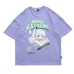 Women s clothing T Shirt Cartoon Anime Manga Girl Printed Tee Shirts Summer Loose Korea Harajuku Punk Top Hip hop Streetwear y2k 220602