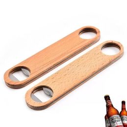 Custom Wood Handle Bottle Openers Bar Blade Beer Bottle Opener Vintage Wooden Handle Stainless Bartender Bottle Opener