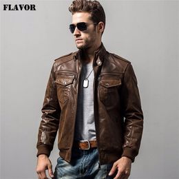 Men's pigskin motorcycle real leather jacket padding cotton winter warm coat male Genuine Leather jacket 201126