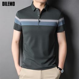 Top Grade 95% Cotton Brand Designer Trendy Summer Polo Shirt Men Design Striped Short Sleeve Casual Fashions Clothes 220504