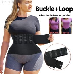 Pulling Me Up Buckle Bandage Wrap Waist Trainer Belly Slimming Belt Trimmer Sweat Sauna Sheath Lumbar Support Body Shaper Corset L220802