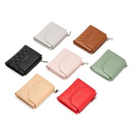 Wallets Women PU Leather Coin Purse Fashion Ladies Mini Tri-fold Wallet For Girl Rhombus Graphic Cute Female ClutchWallets