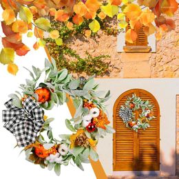 Decorative Flowers & Wreaths Fall Dry Vine Wreath For Front Door Autumn Harvests Festival Pumpkins Garlands Thanksgiving Christmas Home