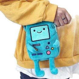 ins Finn & Jake Figure Crossbody bag Swag Rap Plush coin Phone Bag anime advanture robert BMO toys for Children 220209