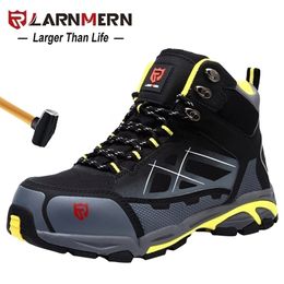 LARNMERN Mens Steel Toe Work Safety Shoes Lightweight Breathable Antismashing Antipuncture Antistatic Protective Boots 220728
