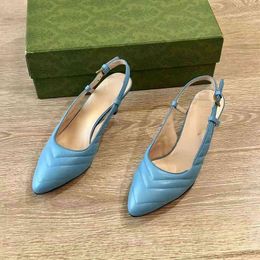 Designer-G sandali Baotou stile estivo tacchi alti a punta cintura piatta da donna indietro vuoto tacco sottile scarpe da donna temperamento