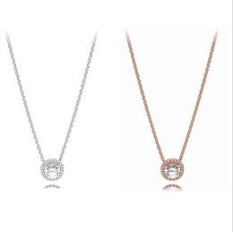 new quality sterling silver disc pendant necklace original box pandora cz diamond moon pendant chain n ecklace couple fashion jewelry gift