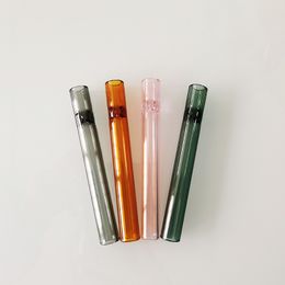 Colourful Tobacco Philtres Tips With Flat Round Mouth Glass Pipe Pyrex 3.6 inch Smoking Tubes for Rolling Papers Hand Hold Thick Clear Handmade Glass Pipes Smokers