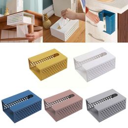 Wall Mounted Self Adhesive Plastic Tissue Box Napkin Hollow Paper Towel Organiser Holder Dispenser Home Storage 220523