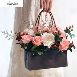 6pcs Waterproof Gift Box with Handles Flower Box Bouquet Gift Packaging Valentine's Day Wedding Party Decorations Supplies 220420