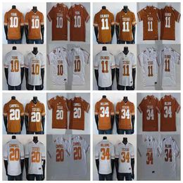 Texas Longhorns Jerseys Sam Ehlinger Jersey Ricky Williams Earl Campbell Vince Young Rare College Football Jersey Stitched 150TH White Brown
