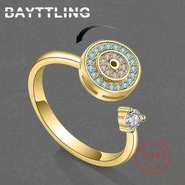 Wedding Rings 2022 Arrivals Silver Color Rotating Devil's Eye Zircon Open Ring For Women Fashion Jewelry GiftsWedding