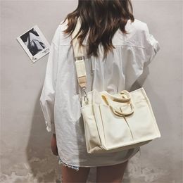 Canvas Reusable Shopping Bags Grocery Tote Bag Cotton Daily Use Handbag Casual Handbag Y201224