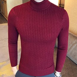 Men's Sweaters Men Winter Turtle Neck Long Sleeve Warm Sweater Slim Pullover Twist Knitwear Turtleneck KnitwearMen's