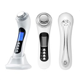 ultrasonic 3mhz UK - 5 in 1 Ultrasonic Led Pon Therapy machine Ion lead-in Bio-wave face Massager rechargeable 3Mhz High Frequency Personal Care App297f
