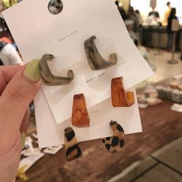 Dangle Earrings & Chandelier Arrival Fashion Acetate Geometric Leopard Square Small Simple Resin Brown Girl Party Jewelry Brincos