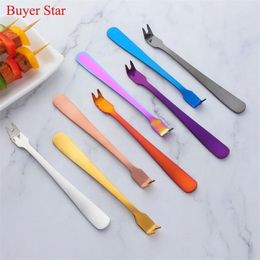 2Pcs Gold Meat Fork Stainless steel Dinnerware forks Seafood Picker Kitchen BBQ Serving Tools for Dessert Salad Customised 220621