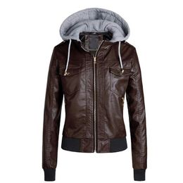 Women's Leather & Faux Gothic PU Women Jacket Zipper Pocket Winter Autumn Motorcycle Fashion Coat Fleece Jackets