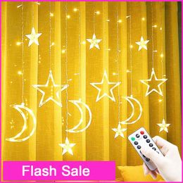 Strings 3.5M 110V 220V LED Star Moon Christmas String Fairy Lights Garland Outdoor Home For Wedding/Party/Curtain/Ramadan DecorationsLED Str