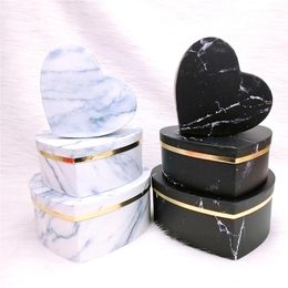 valentines day boxes Australia - Gift Wrap Mix 3Pcs Heart Shaped Black White Marble Gifts Box Candy Packaging Valentines Day Wedding Decoration Jewelry Case
