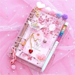 Sharkbang Kawaii Bling Cherry Blossoms A6 Loose Leaf Diary Notebook Set Journal Note Book Agenda Bullet Planner 160 Sheet 220401