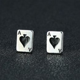 cards ace spades Canada - Men's Ace of Spades Stud Earrings Stainless Steel Poker Player Cards Earing Jewelry Gift227W