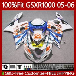 Injection Mold Bodys For SUZUKI GSXR1000 GSXR 1000 CC K5 GSX-R1000 2005-2006 Bodywork 122No.75 1000CC GSXR-1000 05 06 GSX R1000 2005 2006 OEM Fairing Kit Pepephone