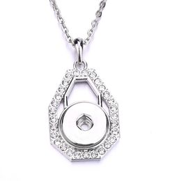 Snap Button Charms Jewellery Zircon Round Geometric Pendant Fit 18mm Snaps Buttons Necklace for Women Noosa D096