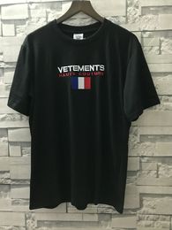 Streetwear Hip Hop Oversize vetements Short Sleeve Tee Big Tag Patch VTM Tshirts Embroidery Black White Red Vetements T Shirt 997