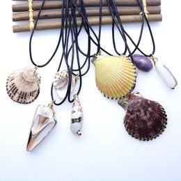Pendant Necklaces Fashion Shell Conch Necklace Men's And Women's Jewellery Cowhide Rope Starfish SimplePendant