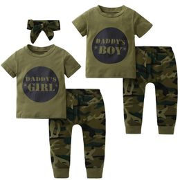 Clothing Sets Summer Baby Boy Girl Clothes Short Sleeve Letter Print T Shirt Camouflage Pants Born Set Infant OutfitsClothing