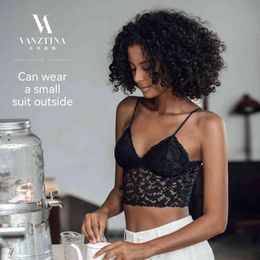 Vanztina Vest Bras For Women Crop Tops Wireless Bra Sexy Lace Lined Bralette Underwear Women Lingerie Tank Top L220726