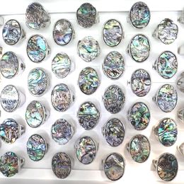 50pcs/Lot Oval Abalone Shell Rings For Summer Holiday Mixed Size For Retail