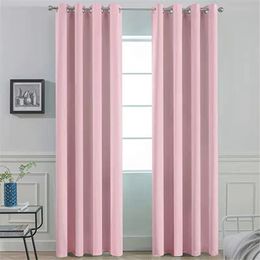 Pink Beige Blackout Curtain for Bedroom Grommet Thermal Insulated Room Black Living Home Decor W220421