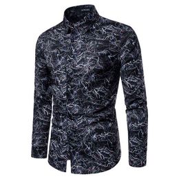 Floral Print Shirt Men Camisa Social Masculina 2022 Autumn New Slim Fit Long Sleeve Mens Dress Shirts Streetwear Casual Shirt L220704