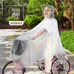Korean Transparent Adult Raincoat Plastic Hooded Impermeable Travel Raincoat Chubasquero Hombre Motorcycle Rain Gear MM60YY 201015