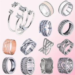 925 Sterling Silver Rings Classic Bow Women's Charm DIY Fashion Personality Suitable Heart Original Fit Pandora ring Jewellery Making DIY Gift