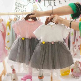 2022 Cute Summer Baby Dress Toddler Kids Baby Girl Patchwork Tulle Clothes Princess Dress Party Birthday Costume Infant Clothing Y220510