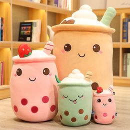 23/25CM Cute Fruit Drink Stuffed Soft Pink Strawberry Milk Tea Cup Plush Boba Toy Foam Pillow Cushion Kid Birthday Gift 44