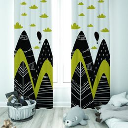 Curtain & Drapes High Mountains And Tiny Balloon Unisex Baby Kids Room Special Design Canopy Hook Button Blackout Jealous Window Bedroom