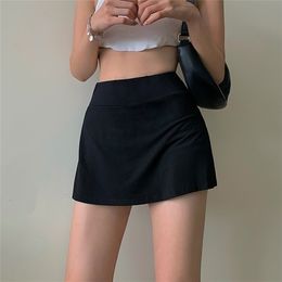 Tennis Skirt Women High Waist Sexy Girl Tight Bag Hip Short Skirt Summer Sports Culottes split Aline Mini skirt Y2K 220701