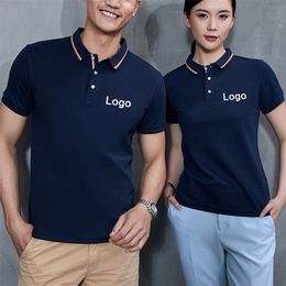 Men's Polo Shirt Solid Short Sleeve Cotton Shirt Women Tops Sports Jerseys Office Lady Company Uniform Customised Print Po 220702