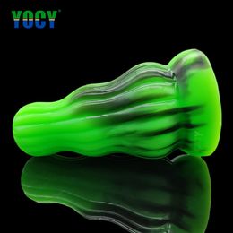 YOCY Suction Dildos For Anal Toys Curved Expander Thick 7.5cm Silicone Butt Plug Training sexy Massager Women