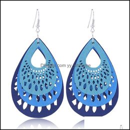 Dangle Chandelier Earrings Jewellery Wood Drop For Women Girl Fashion Hollow Mti Layer And Wholesale - 0848Wh Delivery 2021 1Q7N6