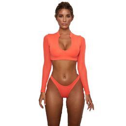 Women's Swimwear Temperament Sex Split Occident Long-Sleeve Multi-color Style Transparent Mesh Swimsuit Sexy Bikini A127