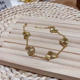 New Style Women Bracelets Bangle 18K Gold Plated two-sided Bracelet Wristband Cuff Chain Stainless steel Letter Pendant Lovers Gift Wedding Jewelry L011