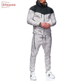 SITEWEIE Men's Sets Casual Sports Tracksuits Zip Up Sweatshirts and Sweatpants Trousers 2 Piece Suits Men Clothing G494 201128